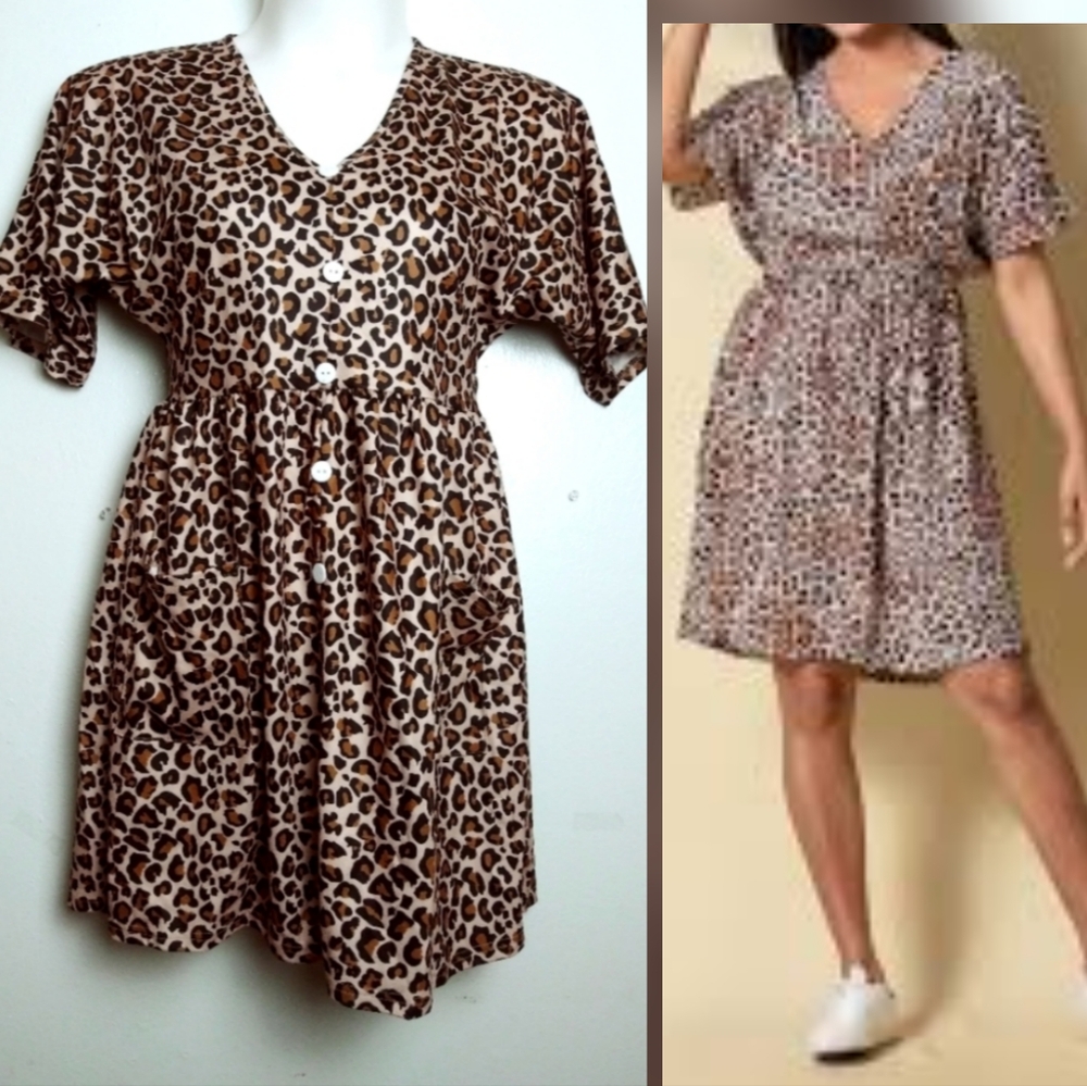 Wish Cheetahs Animal Print Loose Fit Dress Size S Casual